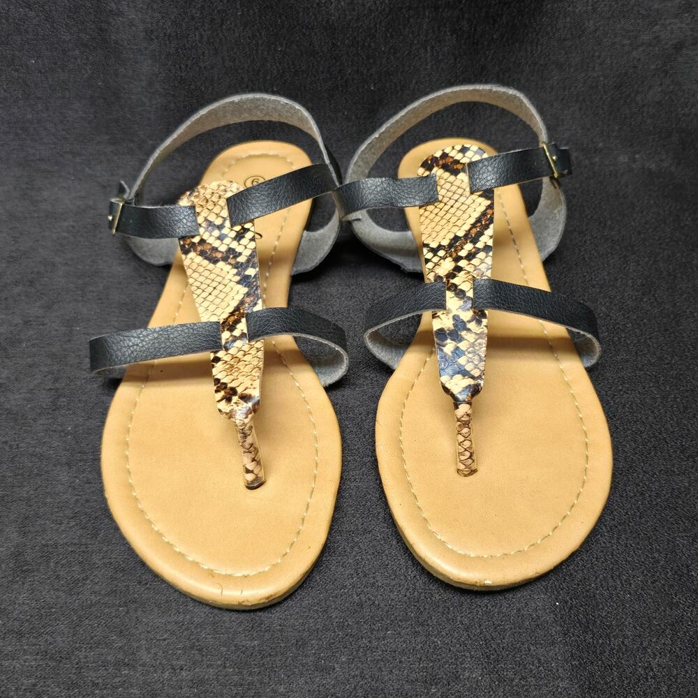 Just Be Animal Print Thong Sandals w. Adjustable Ankle Straps